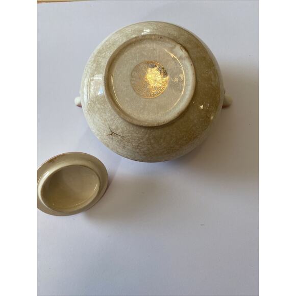 VINTAGE French Saxon China Gold Lace Floral Union Made Creamer Sugar Bowl Set - Picture 9 of 16